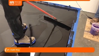 نصب دیوارپوش اپوکسی _ کفپوش اپوکسی ارتعاشی مشکی ، بنفش و قرمز متالیک