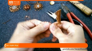 آموزش ساخت آویز گردنبند طرح گل داوودی با سیم مسی