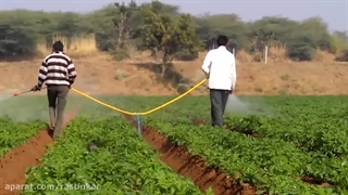 استفاده از شلنگ سمپاش در کشاورزی