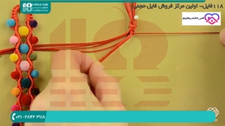 آموزش بافت دستبند مکرومه با نخ قیطانی و مروارید مخملی