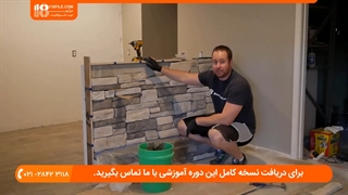 آموزش تصویری نصب سنگ آنتیک بر روی سطح دیوار بتنی
