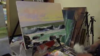 منظره دریا - صخره و امواج خروشان با آسمانی زیبا