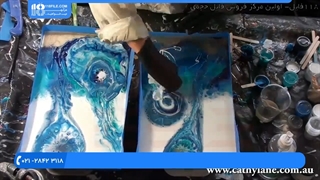 آموزش نقاشی آبستره عروس دریایی درون آب ( نقاشی مدرن )