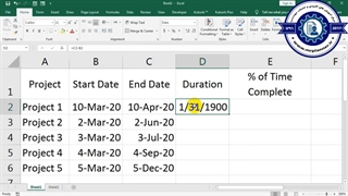 محاسبه پیشرفت زمانی در اکسل