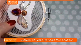 آموزش جواهردوزی - گل سینه زنبور روی تور