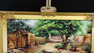 تابلو فرش کوچه باغ مرغ و خروس - دیجی دکوری