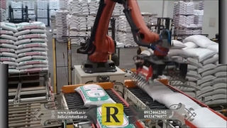 استفاده از ربات صنعتی برای جابجایی | ربات کار | بازوی رباتیک پالتایزر