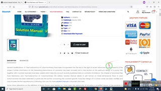 Solution Manual of Fluid Mechanics and Thermodynamics of Turbomachinery 5th S. L. Dixon pdf