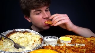 ASMR MUKBANG EXTRA CHEESY PIZZA, CREAMY PASTA, CRISPY CHICKEN, CHEESY BREAD | WITH CHEESE & RANCH